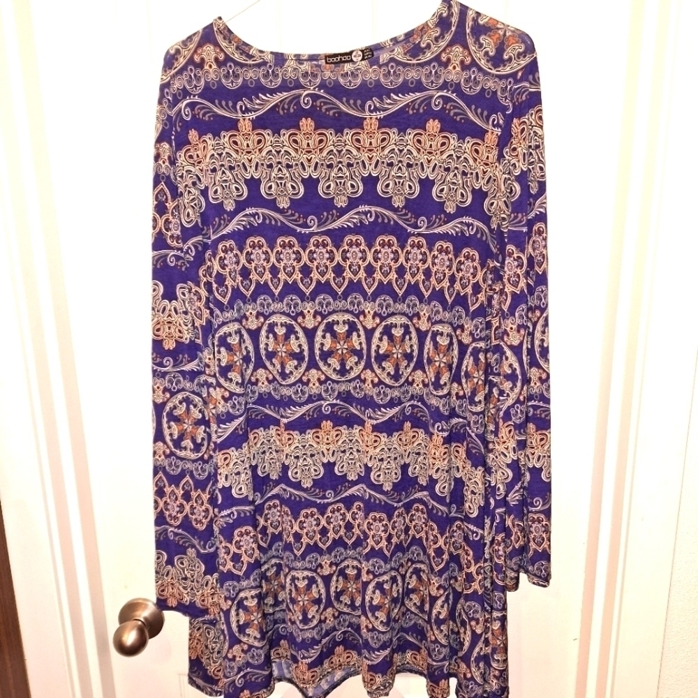 Boohoo Plus Size Long Sleeve Short Dress 20